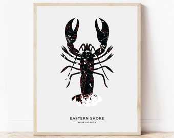 Eastern Shore Lobster Print | Map of Eastern Shore Nova Scotia | Digital Download