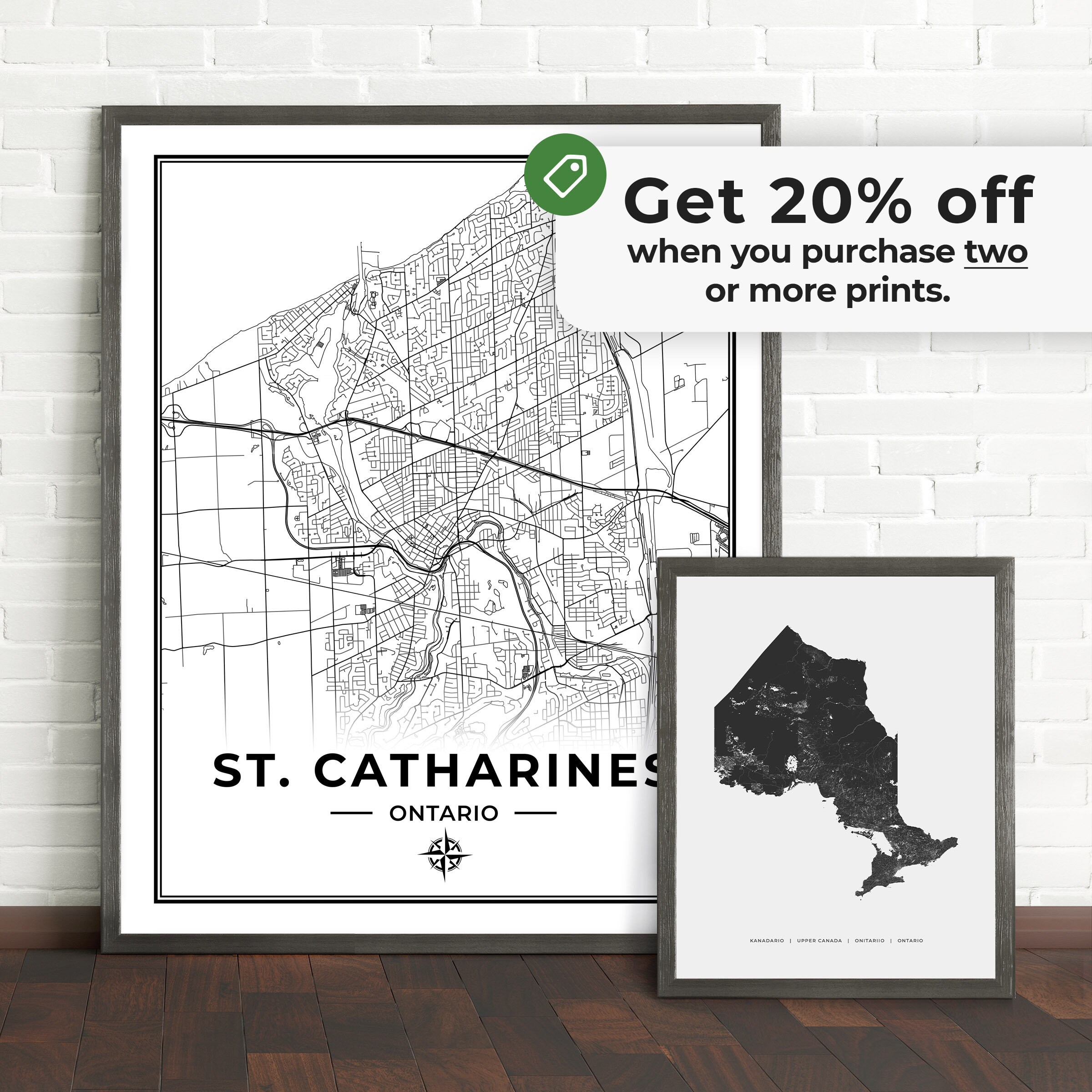 St. Catharines Map Print Black & White Map of St. Etsy