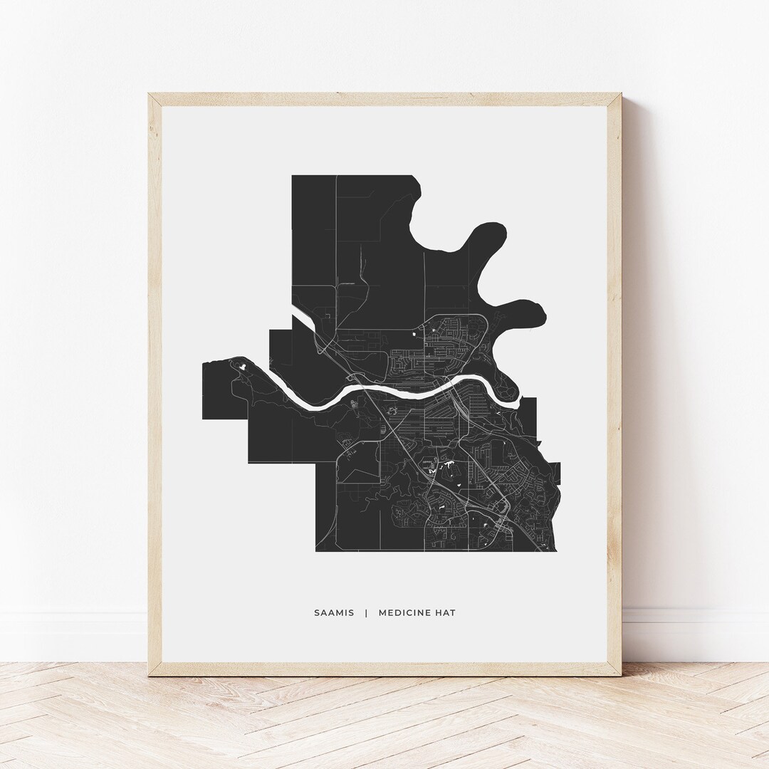 Medicine Hat Heritage Map Print Map of Medicine Hat Alberta Digital