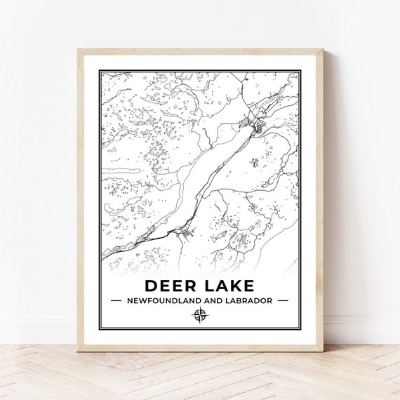Map Of Deer Lake Nl Deer Lake Map Print Map Of Deer Lake Newfoundland And | Etsy