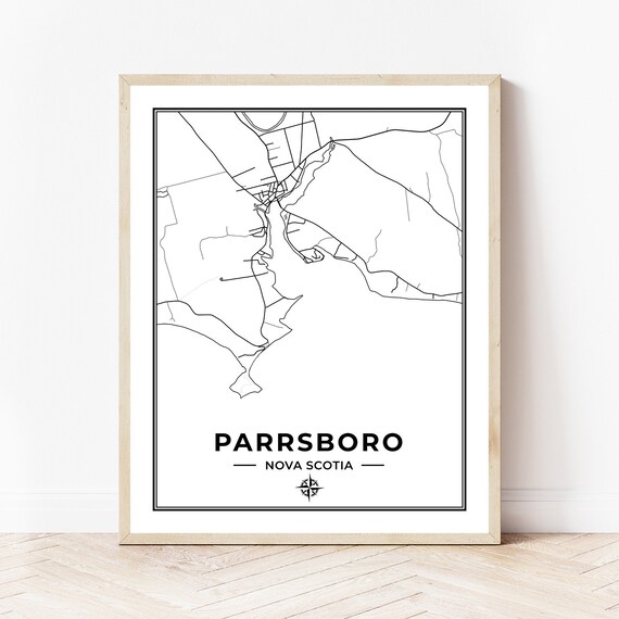 Parrsboro Nova Scotia Map Parrsboro Map Print Map Of Parrsboro Nova Scotia Black & | Etsy