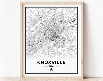 Stampa mappa di Knoxville / Mappa di Knoxville Tennessee / Download digitale