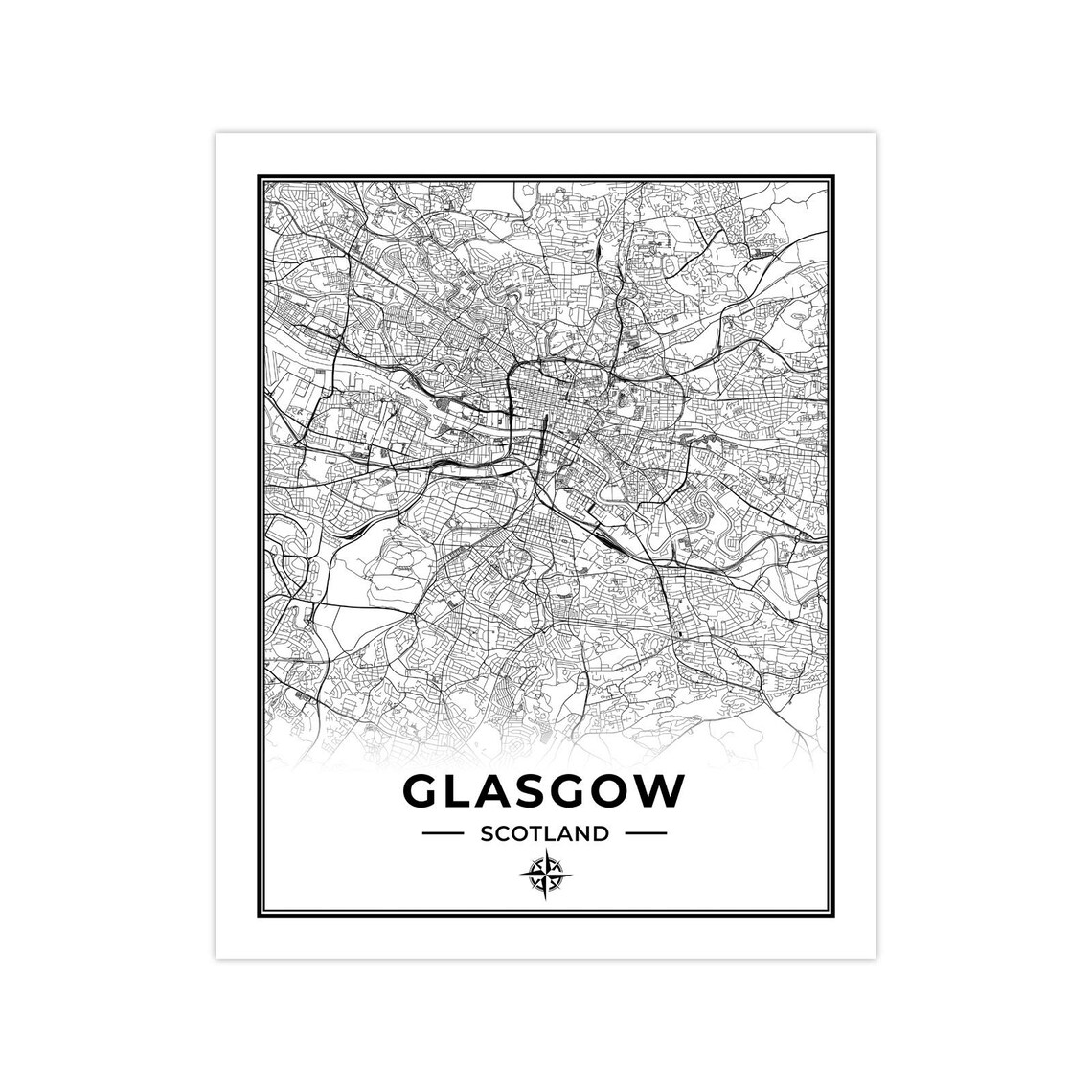 Glasgow Map Print | Map of Glasgow Scotland | Digital Download - Etsy