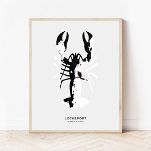 Lockeport Lobster Print | Map of Lockeport Nova Scotia | Digital Download