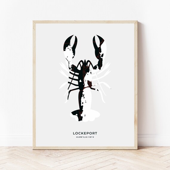 Lockeport Nova Scotia Map Lockeport Lobster Print Map Of Lockeport Nova Scotia | Etsy