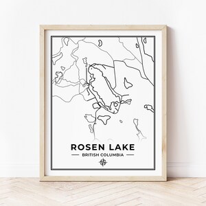 Rosen Lake Map Print | Map of Rosen Lake British Columbia | Black & White | Digital Download