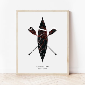Chicoutimi Canoe Print | Map of Chicoutimi Quebec | Digital Download
