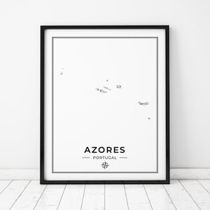 Kaart Azoren afdrukken | Kaart van Azoren, Portugal | Digitale download