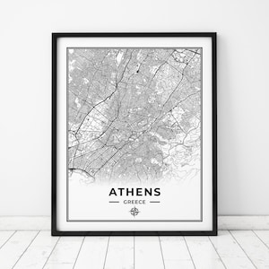 Athen Karte Drucken | Landkarte von Athen Griechenland | Digitaler Download