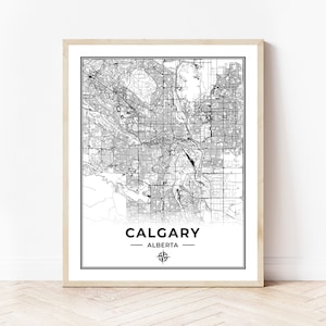 Calgary Map Print | Map of Calgary Alberta | Black & White | Digital Download