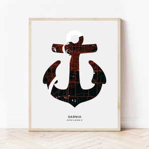 Sarnia Anchor Print | Map of Sarnia Ontario | Digital Download