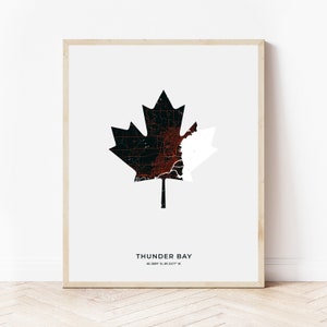 Thunder Bay Ahornblatt Druck | Karte von Thunder Bay Ontario | Digitaler Download