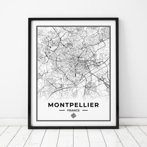 Montpellier Map Print | Map of Montpellier France | Digital Download