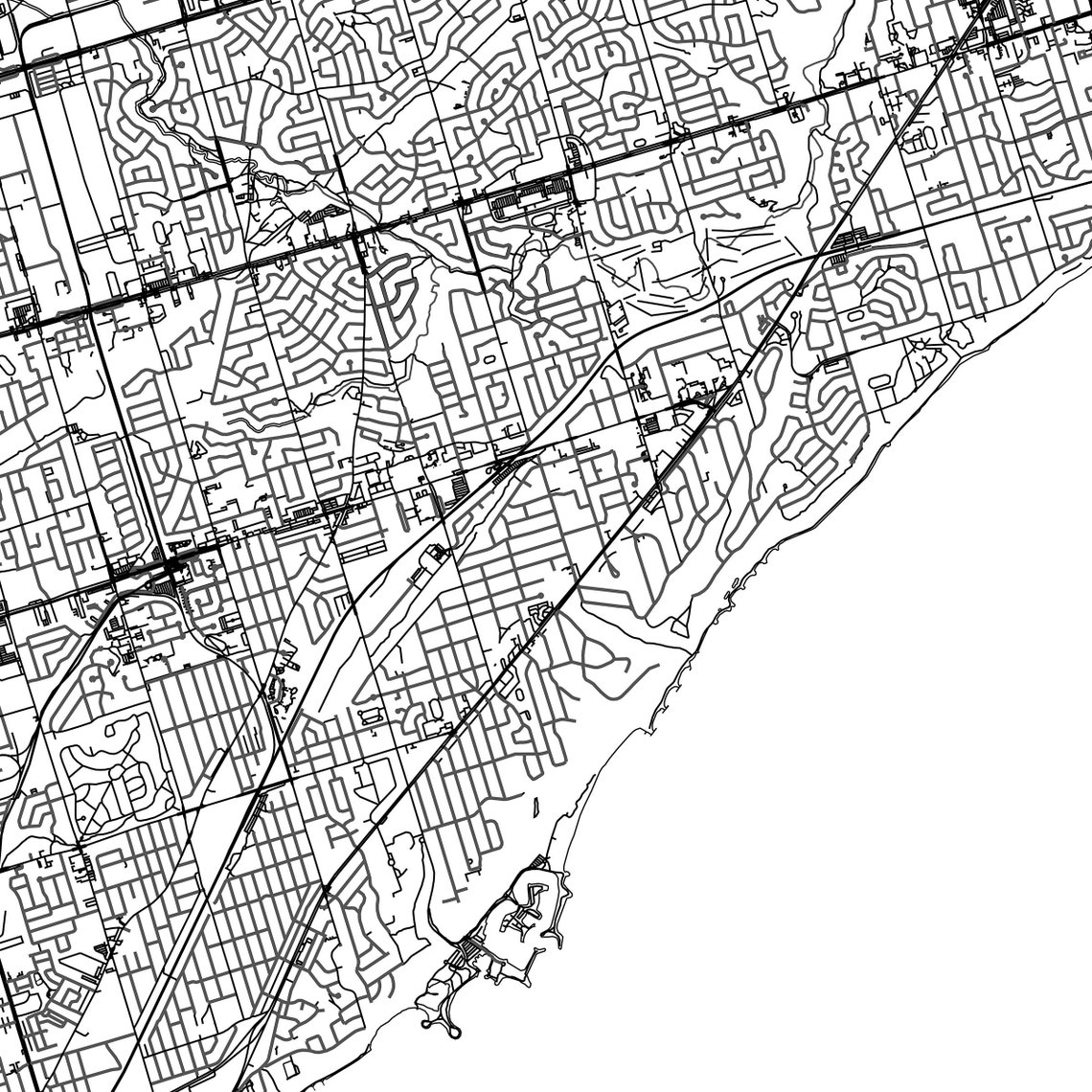 Scarborough Map Print Map of Scarborough Ontario Black &amp; | Etsy