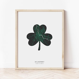 Kilkenny Shamrock Map Print | Map of Kilkenny Ireland | Digital Download