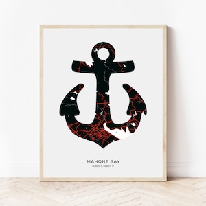 Mahone Bay Anker Druck | Karte von Mahone Bay Nova Scotia | Digitaler Download