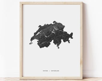 Switzerland Map Print | Map of Switzerland | Digital Download