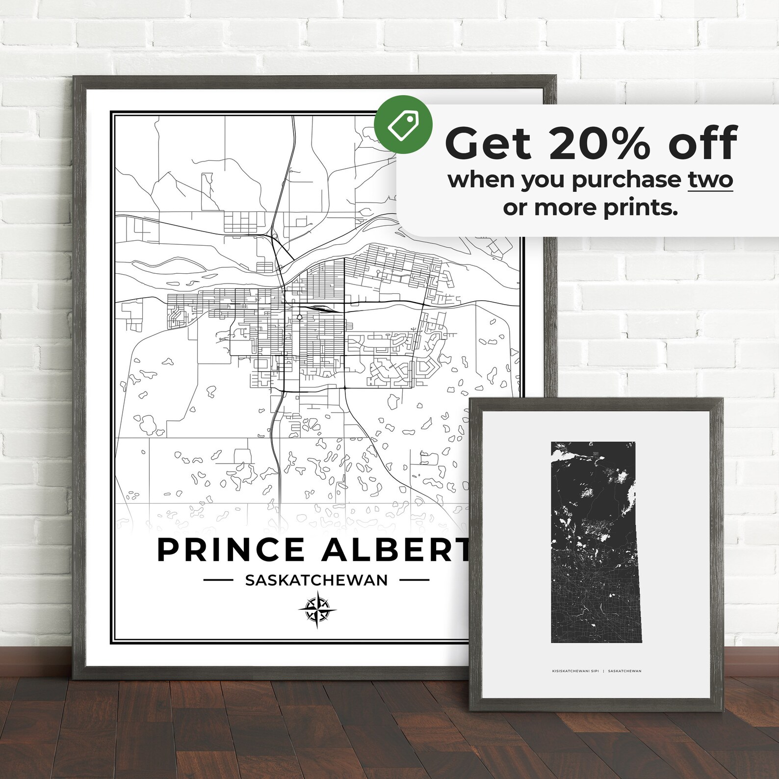 Prince Albert Map Print Black & White Map of Prince Albert | Etsy