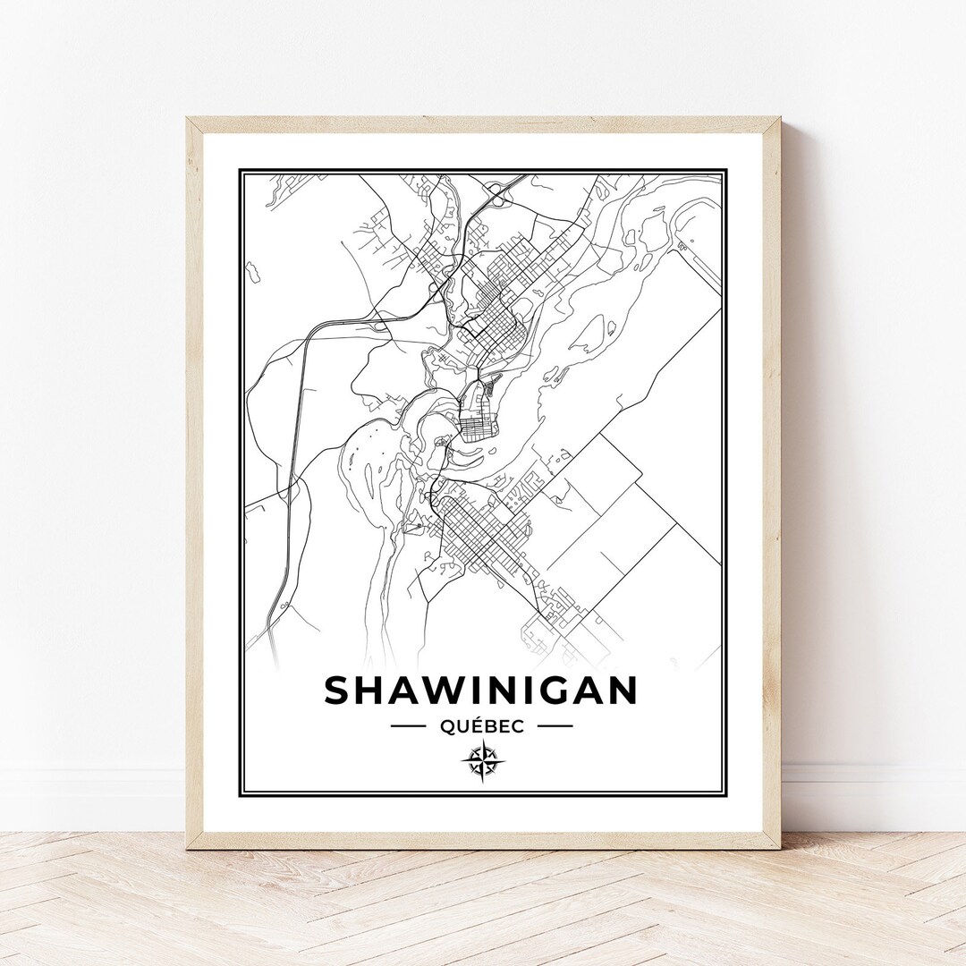 Shawinigan Map Print Map of Shawinigan Quebec Black & Etsy