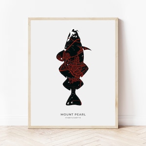 Perle Kabeljau Print | Landkarte Mount Pearl Neufundland | Digitaler Download