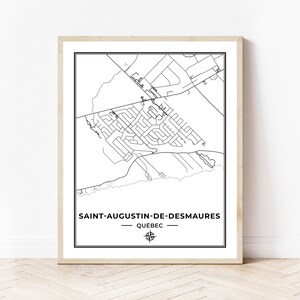 Stampa mappa Saint-Augustin-de-Desmaures / Mappa di Saint-Augustin-de-Desmaures Quebec / Bianco e nero / Download digitale