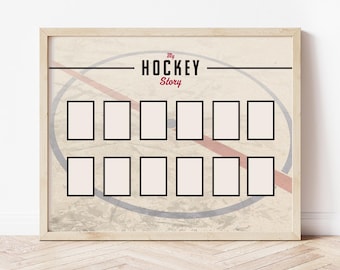Hockey Photo Collage Template | Sports Photo Template | Printable and Editable Photo Collage | Digital Download
