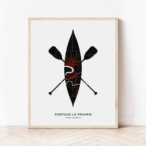 Portage la Prairie Canoe Print | Map of Portage la Prairie Manitoba | Digital Download