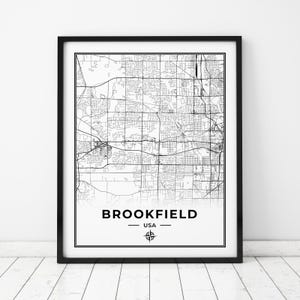 Impression de carte de Brookfield | Carte de Brookfield, Wisconsin | Téléchargement numérique