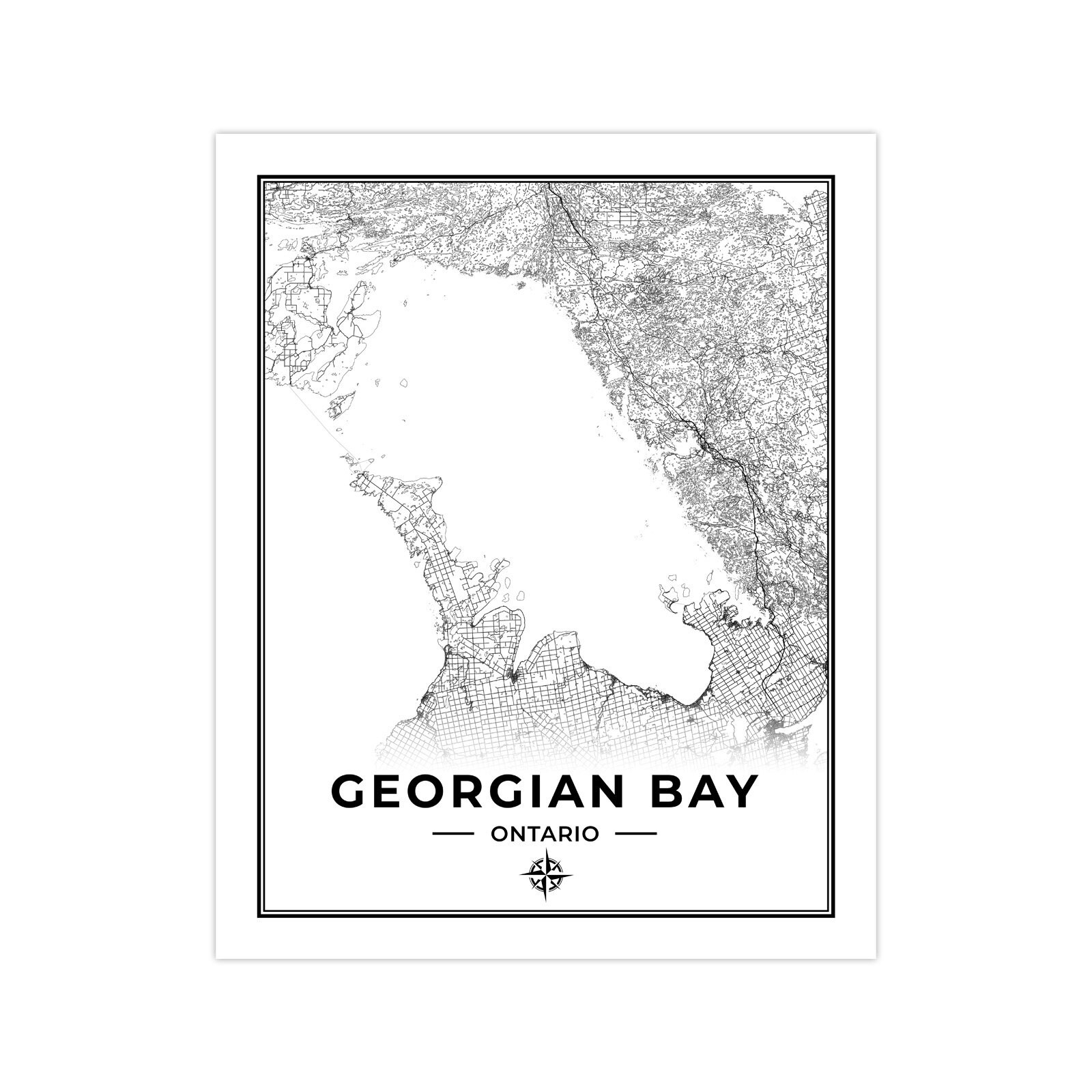 Bay Map Print Map of Bay Ontario Black & Etsy Canada