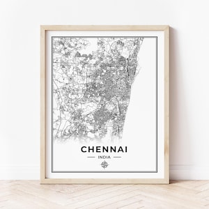 Chennai Map Print | Map of Chennai India | Digital Download