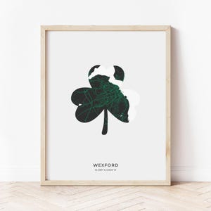 Wexford Shamrock Map Print | Map of Wexford Ireland | Digital Download
