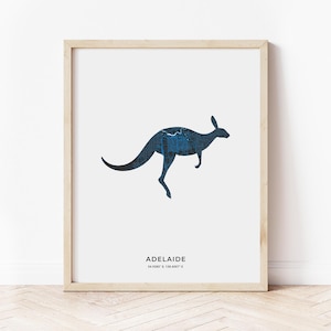 Adelaide Kangaroo Map Print | Map of Adelaide Australia | Digital Download