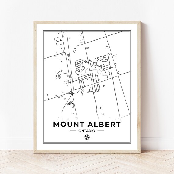 Mount Albert Ontario Map Mount Albert Map Print Map Of Mount Albert Ontario Black & | Etsy
