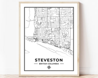 Stevenson Map Print | Map of Stevenson British Columbia | Black & White