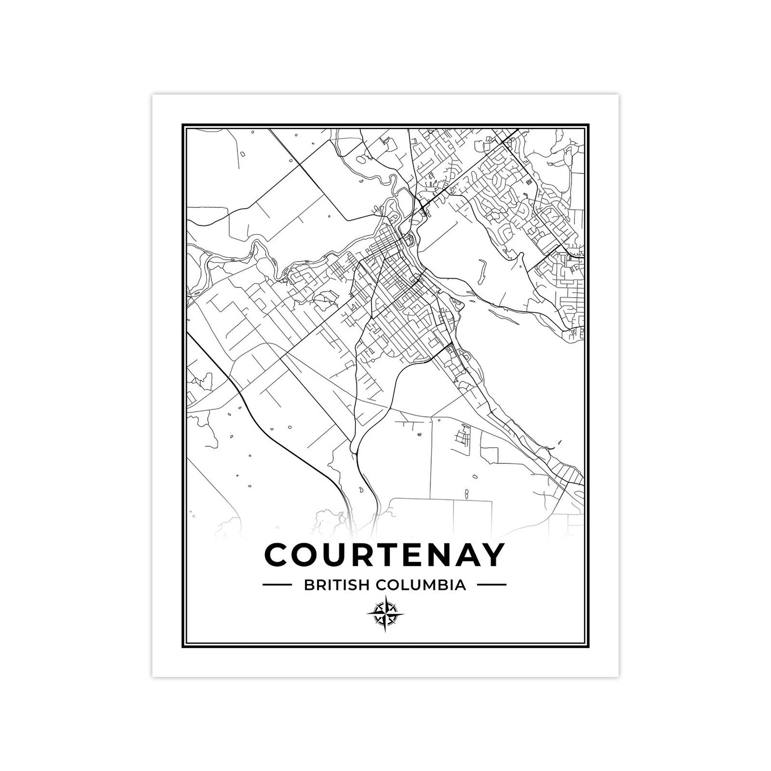 Courtenay Map Print Map of Courtenay British Columbia Etsy