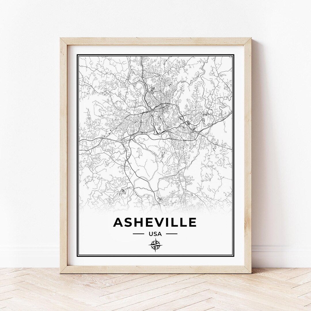 Asheville Map Print | Map of Asheville North Carolina | Digital ...