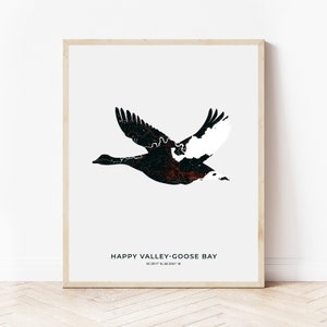 Gelukkige Vallei-Goose Bay Canada Goose Print | Kaart van Happy Valley-Goose Bay Newfoundland | Digitaal downloaden