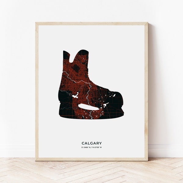 Calgary Skate Print | Map of Calgary Alberta | Digital Download