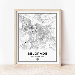 Belgrade Map Print | Map of Belgrade Serbia | Digital Download