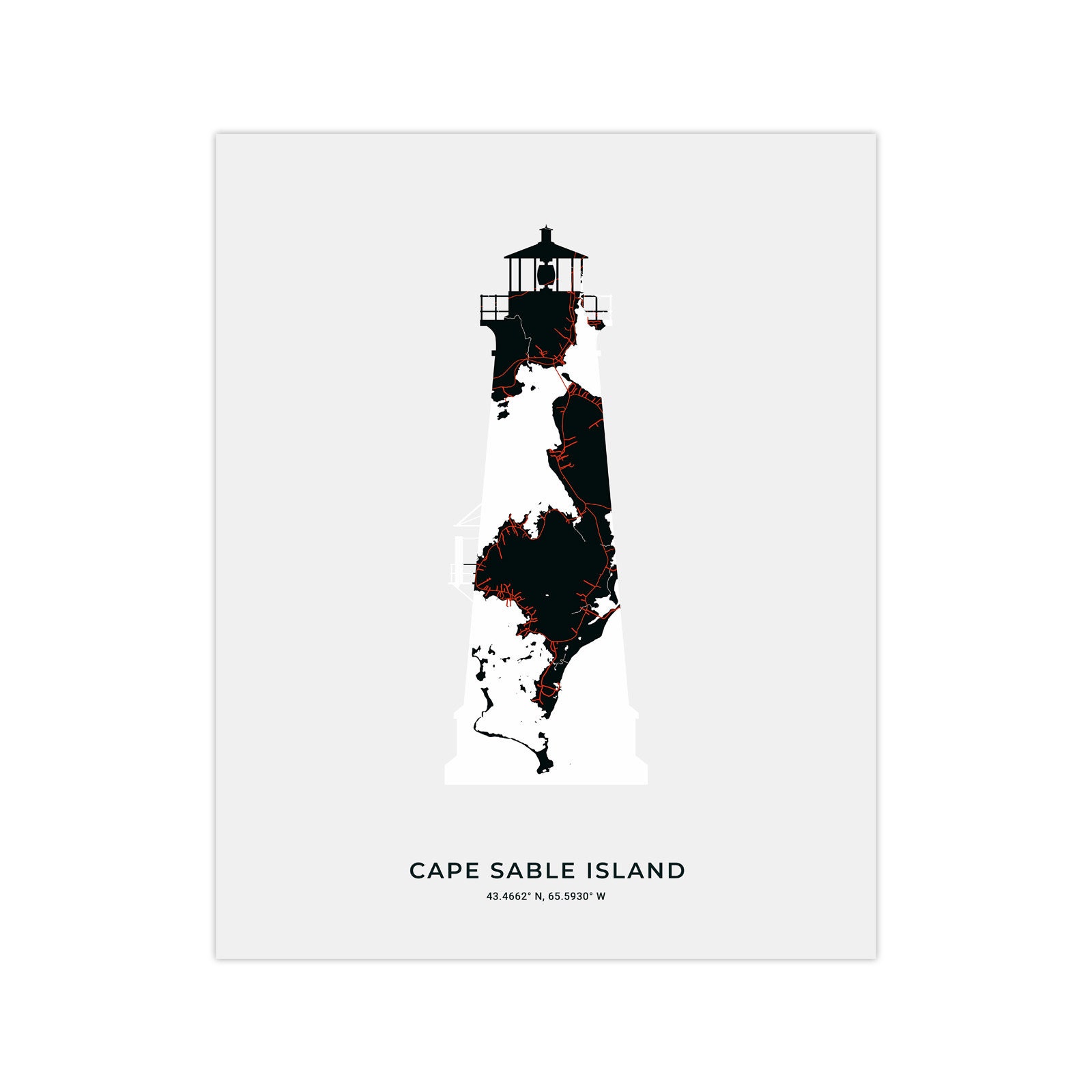 Cape Sable Island Lighthouse Print Map of Cape Island Nova Etsy Canada