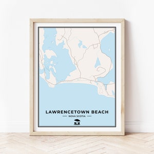 Impression de carte de plage de Lawrencetown | Carte de la plage de Lawrencetown | Téléchargement numérique