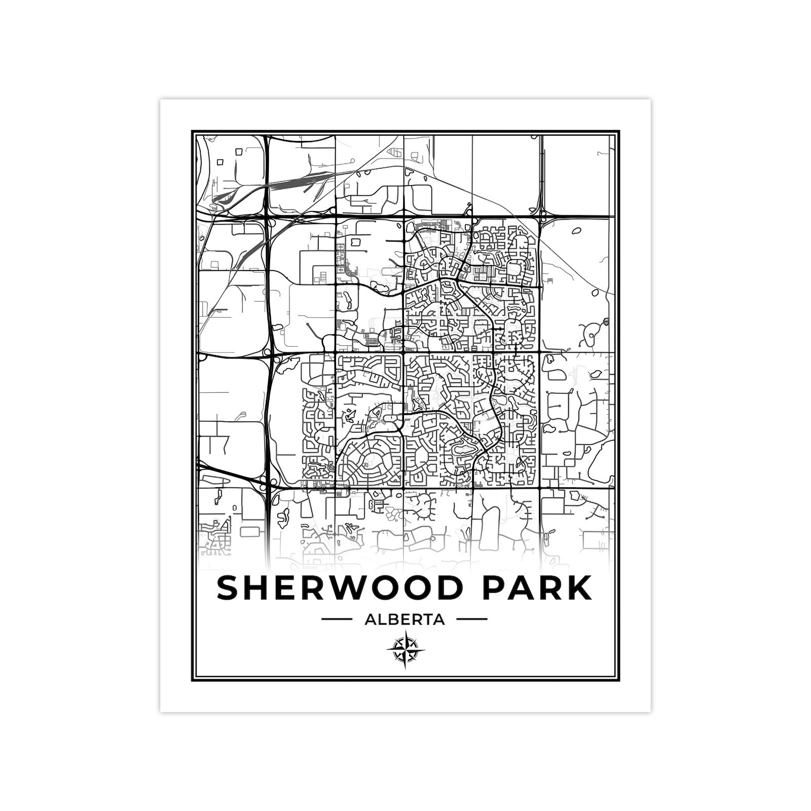 Sherwood Park Map Print Map of Sherwood Park Alberta Black Etsy
