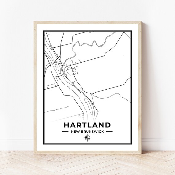 Prints Giclée Black & White Hartland Map Print Map of Hartland New