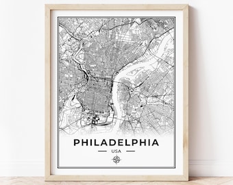 Philadelphia Map Print | Map of Philadelphia Pennsylvania | Digital Download