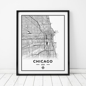 Chicago Karte Drucken | Karte von Chicago Chicago | Digitaler Download