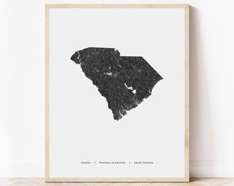 South Carolina Karte Drucken | Karte von South Carolina | Digitaler Download
