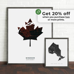 Windsor Maple Leaf Print | Map of Windsor Ontario | Digital Download - Etsy