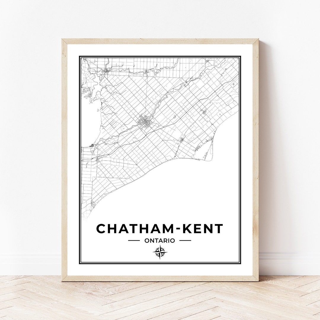 Chathamkent Map Print Map of Chathamkent Ontario Black & Etsy Canada