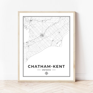 Chatham-Kent Map Print | Map of Chatham-Kent Ontario | Black & White | Digital Download