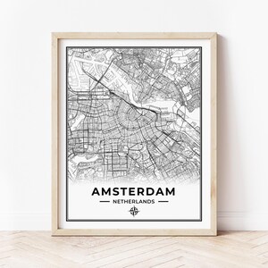 Amsterdam Karte Drucken | Landkarte Amsterdam Niederlande | Digitaler Download